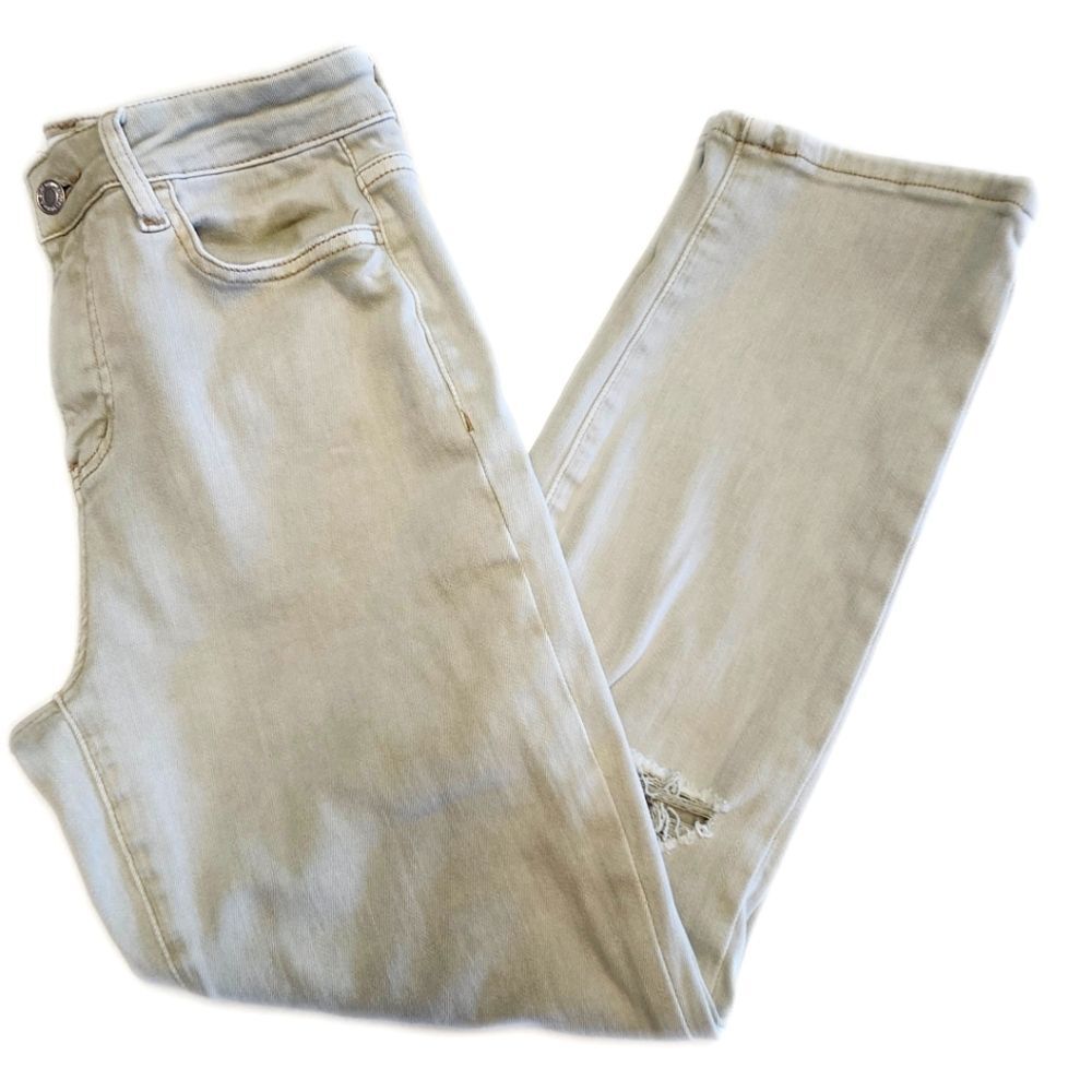 Vervet Distressed Very Light Khaki Green Ankle Length Jeans, 27